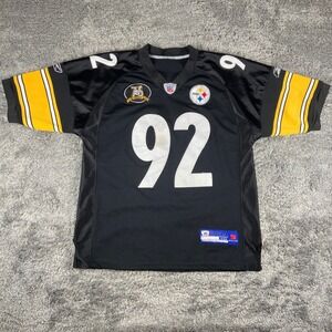 Reebok Pittsburgh Steelers James Harrison 92 Jersey Mens 48 Black 75th Season